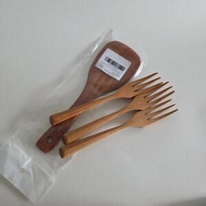 Doerdo wooden rice paddle 9 inch with 7 inch forks set